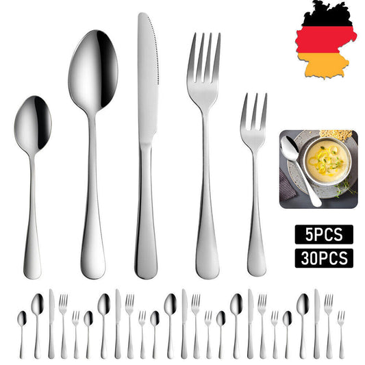 Besteckset 5 Tlg Edelstahl Rostfrei Messer Tisch Essbesteck 1 Personen